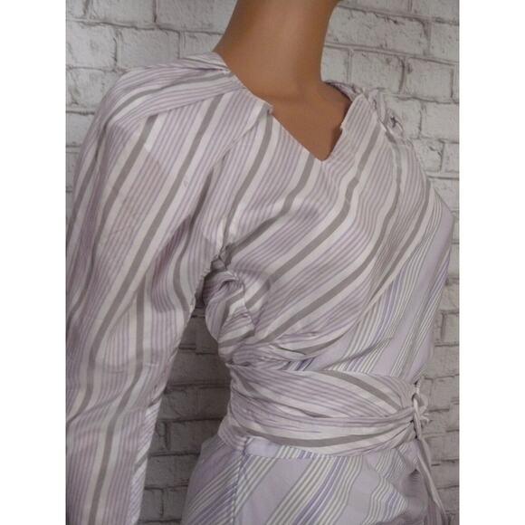 $2,270 Carmen March Cupro Stripes Belted Ruched Sheath Dress 38 IT sz 4 US M491 - Picture 7 of 12